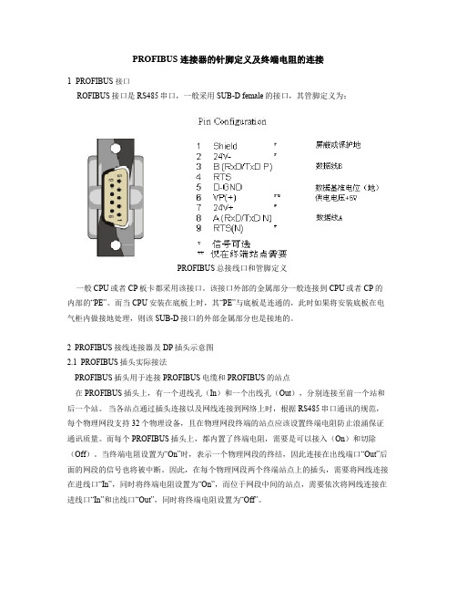 关于PROFIBUS 连接器的针脚定义及终端电阻的连接