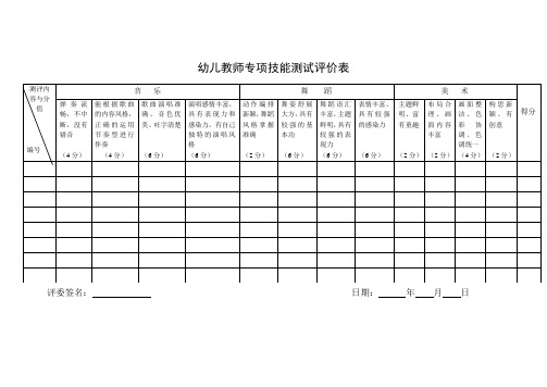 幼儿园教师专项技能评价表