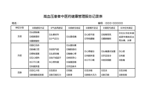 高血压随访表模板定稿