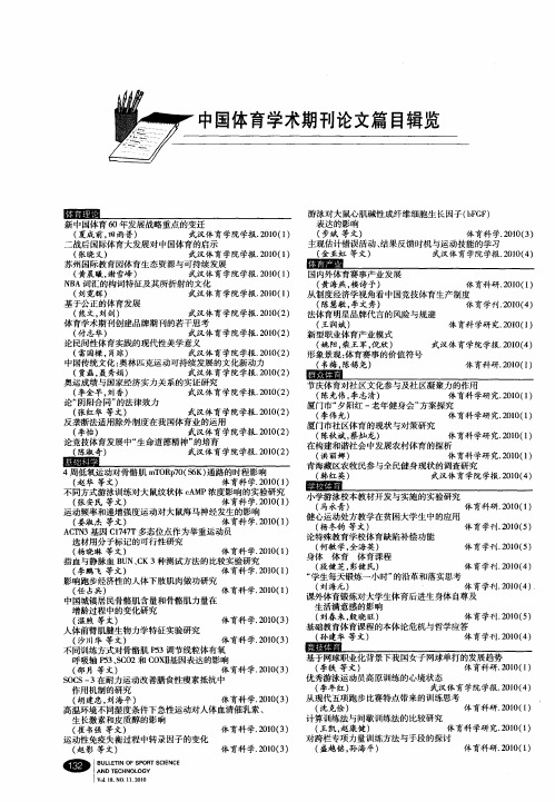 中国体育学术期刊论文篇目辑览