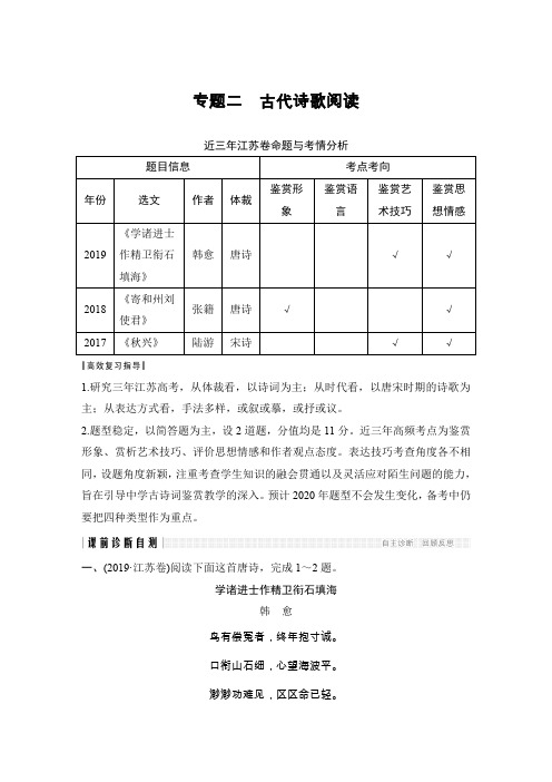 2020高考精准大二轮江苏专用版(课件+讲义+精练)：第2部分专题二 古代诗歌阅读