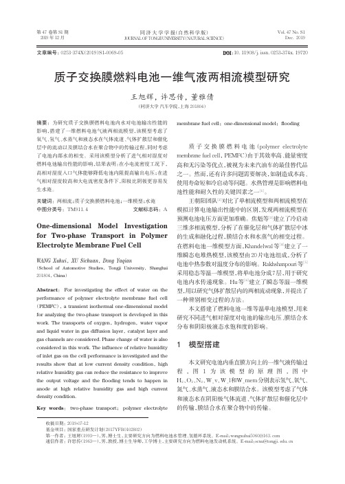 质子交换膜燃料电池一维气液两相流模型研究