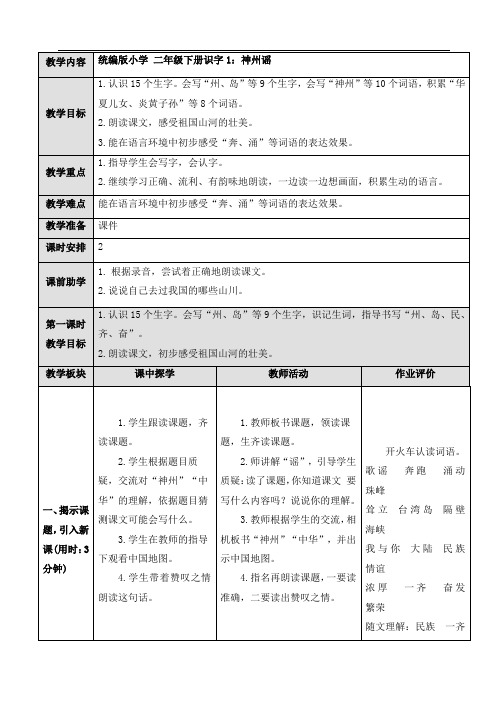 1 神州谣语文二年级下册