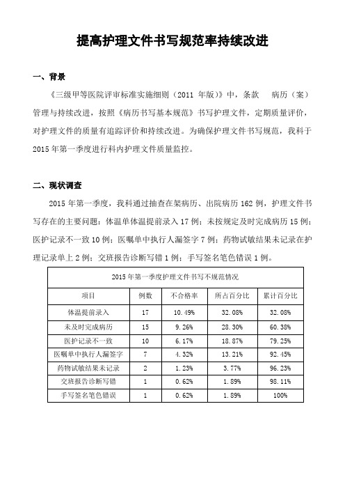 提高护理文件书写合格率PDCA