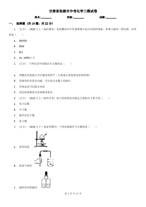 甘肃省张掖市中考化学三模试卷