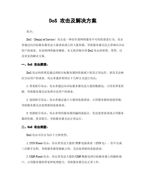 DoS 攻击及解决方案