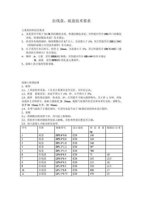 拉线盘、底盘原材料要求