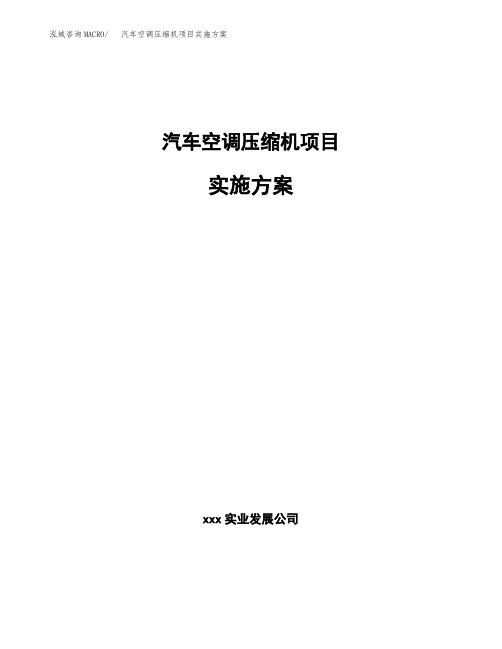 汽车空调压缩机项目实施方案(1)