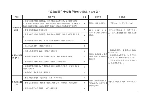 输血管理质量评价标准