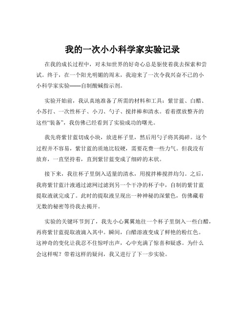 我的一次小小科学家实验记录