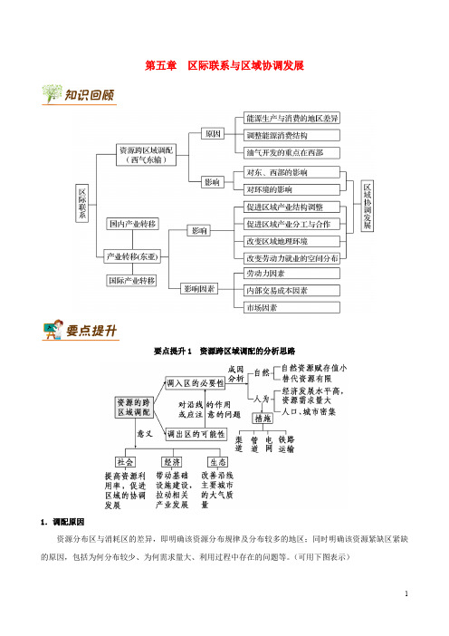 高中地理 第05章 区际联系与区域协调发展章末复习学案 新人教版必修3