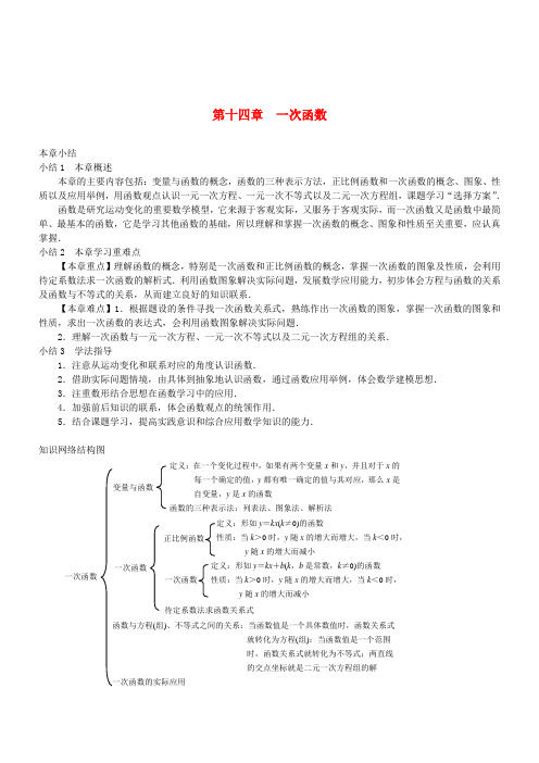 中考数学一轮复习精品讲义一次函数人教新课标版