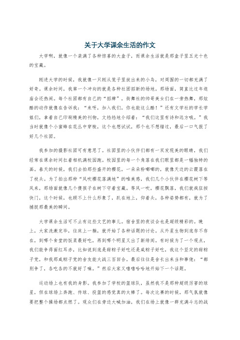 关于大学课余生活的作文