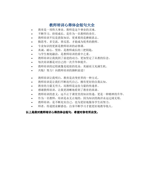 教师培训心得体会短句大全