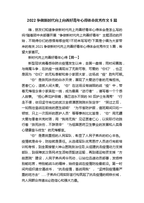 2022争做新时代向上向善好青年心得体会优秀作文5篇