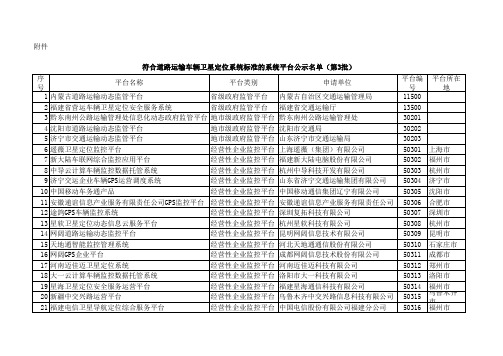 符合道路运输车辆卫星定位系统标准的系统平台公示名单(第3批)