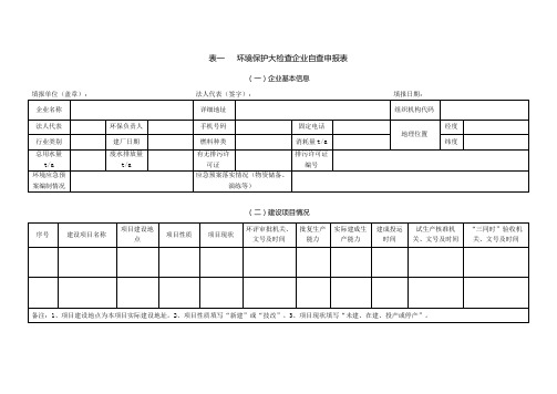 2015年江苏省环境保护大检查表格