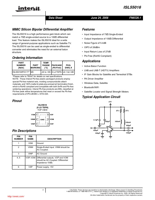 ISL55016IRTZ-T7;中文规格书,Datasheet资料