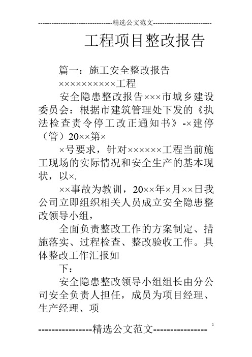 工程项目整改报告