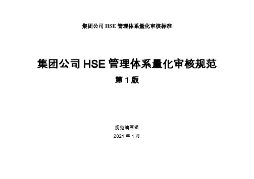 集团公司HSE管理体系量化审核标准