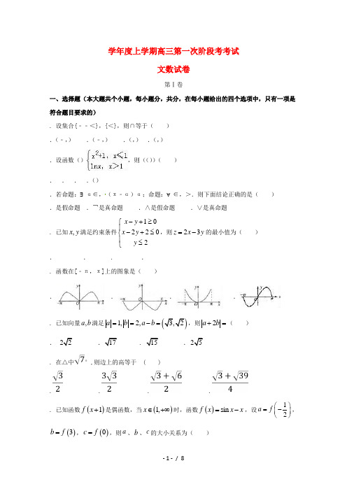 福建省建瓯市芝华中学2019届高三数学上学期第一次月考试题文