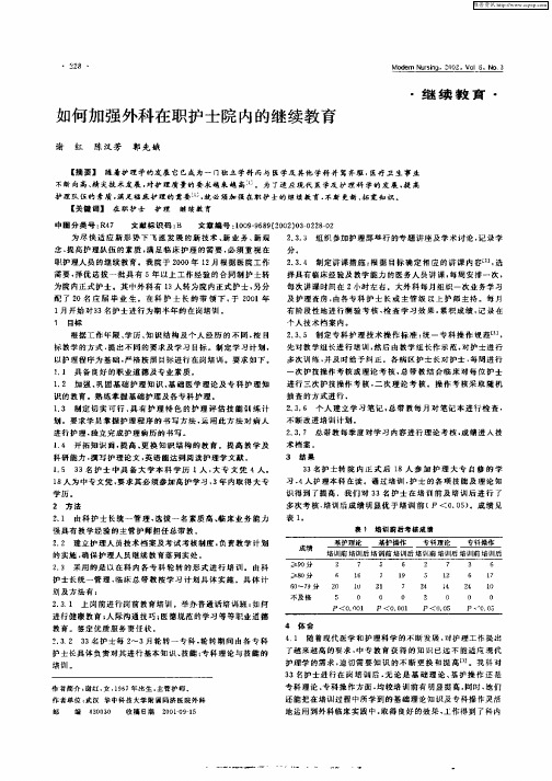 如何加强外科在职护士院内的继续教育