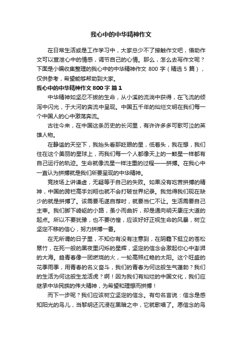 我心中的中华精神作文800字（精选5篇）