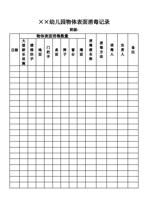 物体表面消毒记录表实用文档