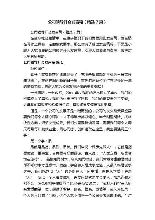 公司领导开会发言稿（精选7篇）