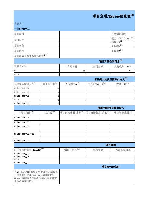 项目立项信息表xls