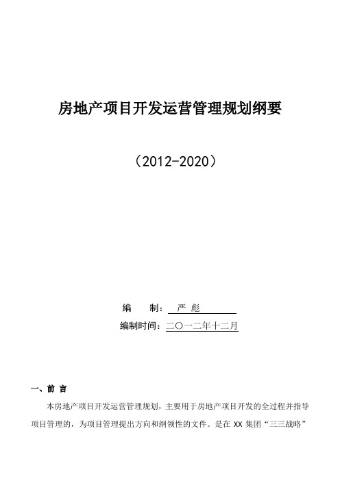 房地产项目开发运营管理规划