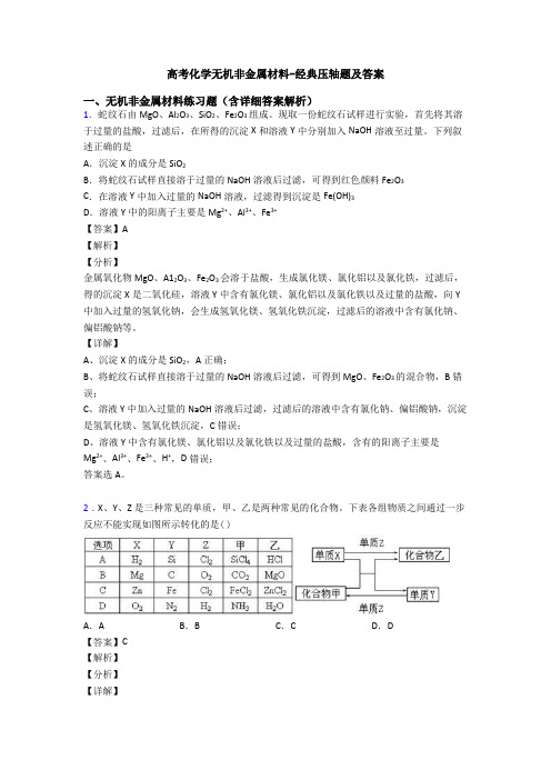 高考化学无机非金属材料-经典压轴题及答案