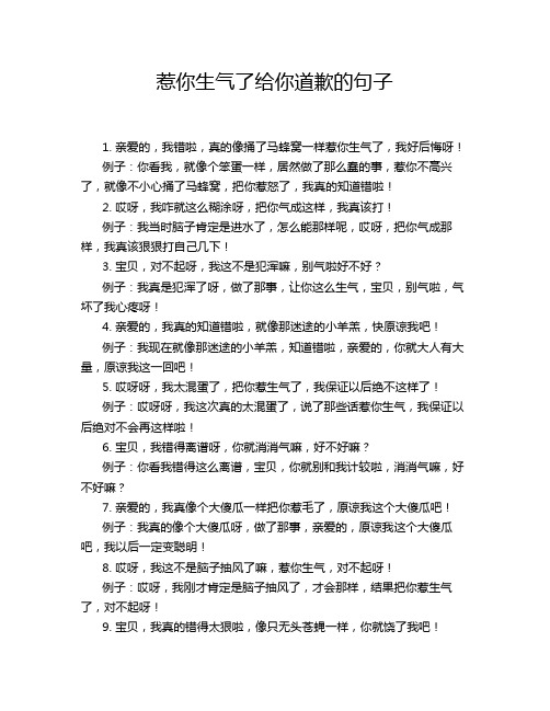 惹你生气了给你道歉的句子