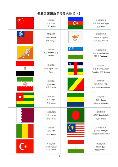 世界各国国旗图片以及国家与首都的中英文对照