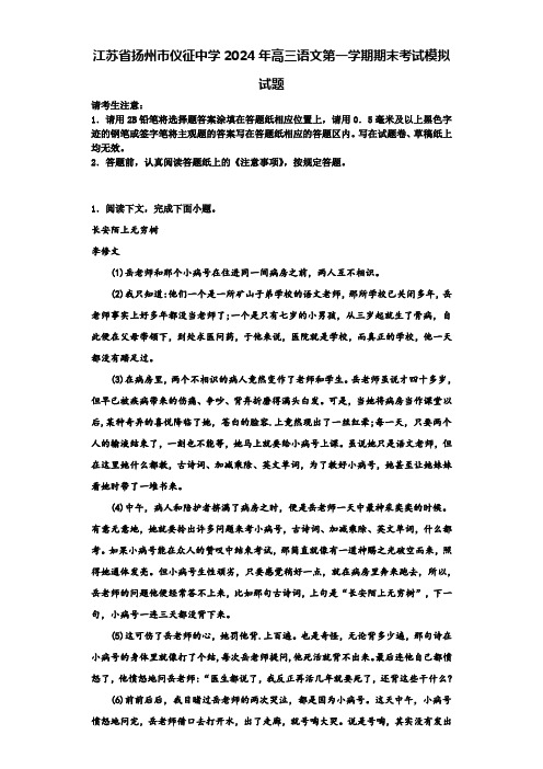 江苏省扬州市仪征中学2024年高三语文第一学期期末考试模拟试题含解析