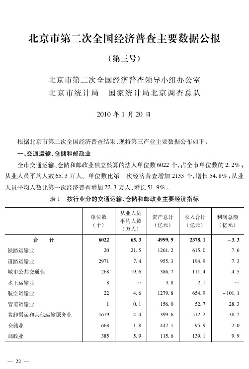 北京市第二次全国经济普查主要数据公报(第三号)