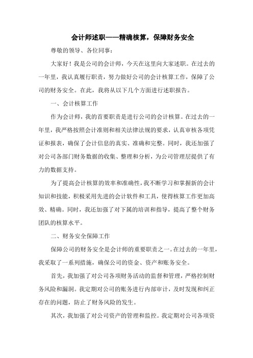 会计师述职——精确核算,保障财务安全