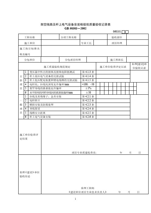 建筑电气工程检验批质量检验记录表