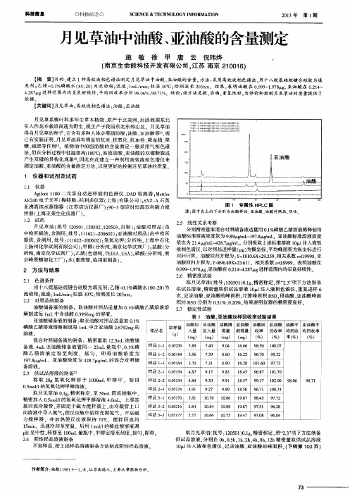 月见草油中油酸、亚油酸的含量测定