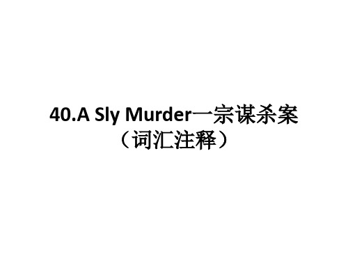 40.A Sly Murder一宗谋杀案(词汇注释)