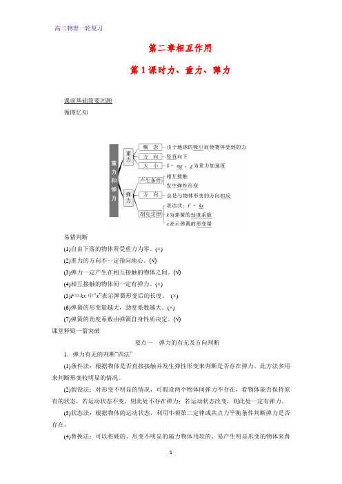 高三物理一轮复习优质学案2:2.1力、重力、弹力