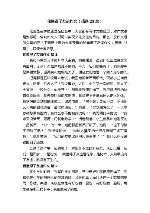 我懂得了友谊作文（精选23篇）