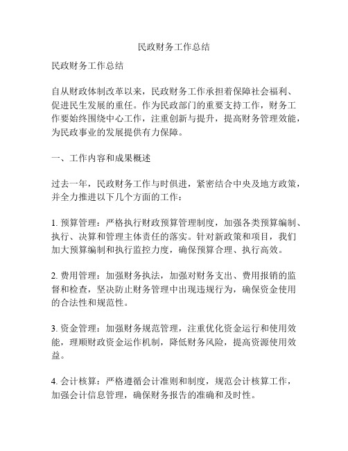 民政财务工作总结