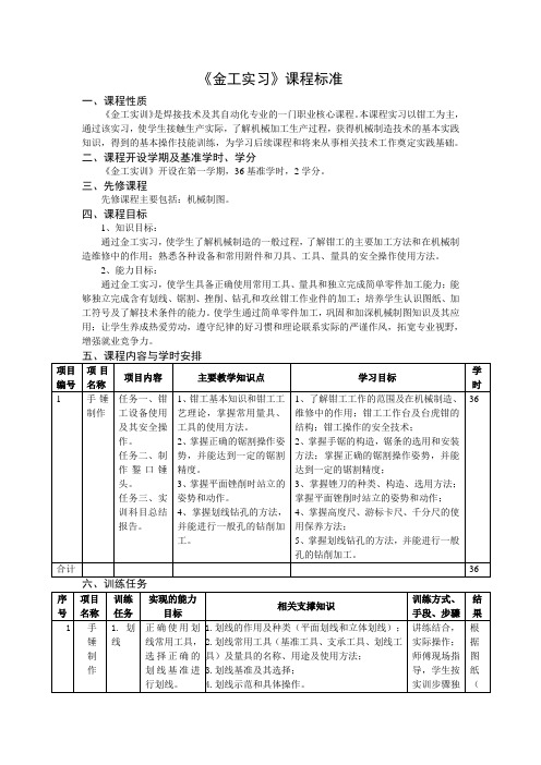 金工实习课程标准