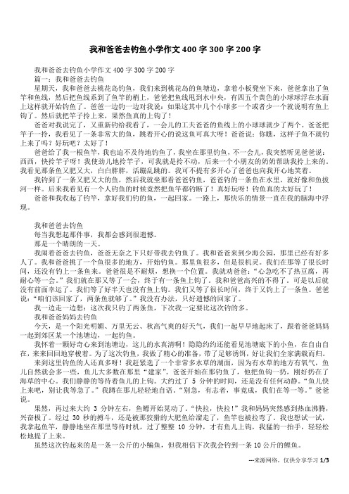 我和爸爸去钓鱼小学作文400字300字200字