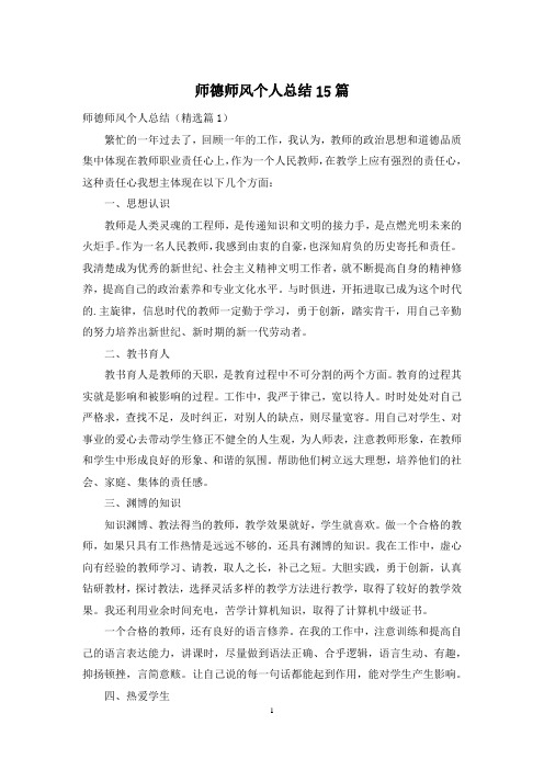 师德师风个人总结15篇