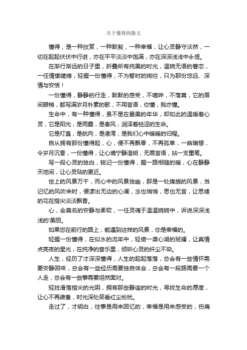 关于懂得的散文