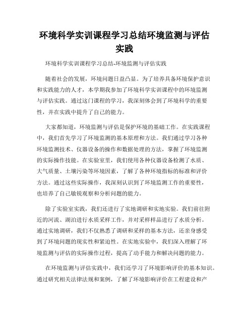 环境科学实训课程学习总结环境监测与评估实践