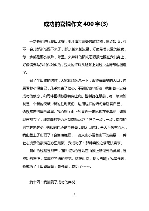 成功的喜悦作文400字(3)