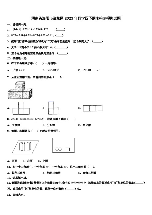 河南省洛阳市洛龙区2023年数学四下期末检测模拟试题含解析